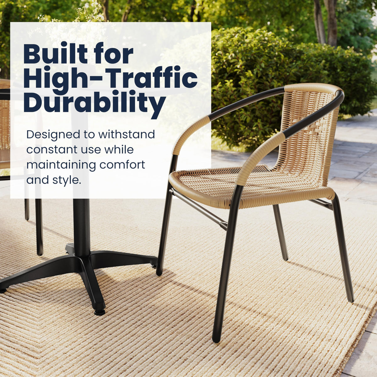 Flash Furniture Beige / Set of 2 / Modern Patio Dining Chairs