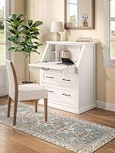 Modern Wood Drop-Lid Secretary Desk, Fully Assembled, White