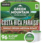 Green Mountain Coffee Roasters Costa Rica Paraiso, Single-Serve Keurig K-Cup Pods, Medium Roast Coffee Pods, 96 Count