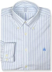 Brooks Brothers Mens Regular Fit Mixed Oxford Cotton Blend Button Down Shirt,