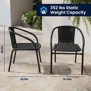 Flash Furniture Black / Set of 1 / Contemporary Patio Dining Chairs