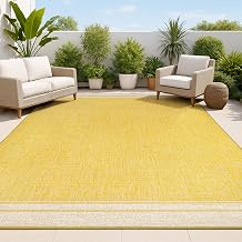 JONATHAN Y Mingled Solid Indoor Outdoor Area Rug 4X6 Yellow/Cream, Alda Modern Minimalist for Backyard, Patio, Porch, Easy-Cleaning, High Traffic, Pet-Friendly, Non-Shedding (TSN213C-4)