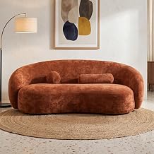 Furniture of America Sylin Modern Chenille Sofa with Pillows, Curved Arms and High Density Foam, Wooden Comfortable Couch for Living Room, Office, Terracotta Brown