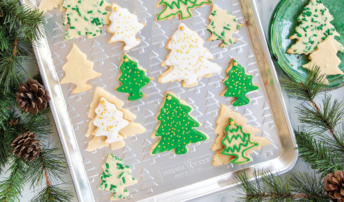 Nordic Ware Embossed Tree / Half Sheet / Silver Baking & Cookie Sheets