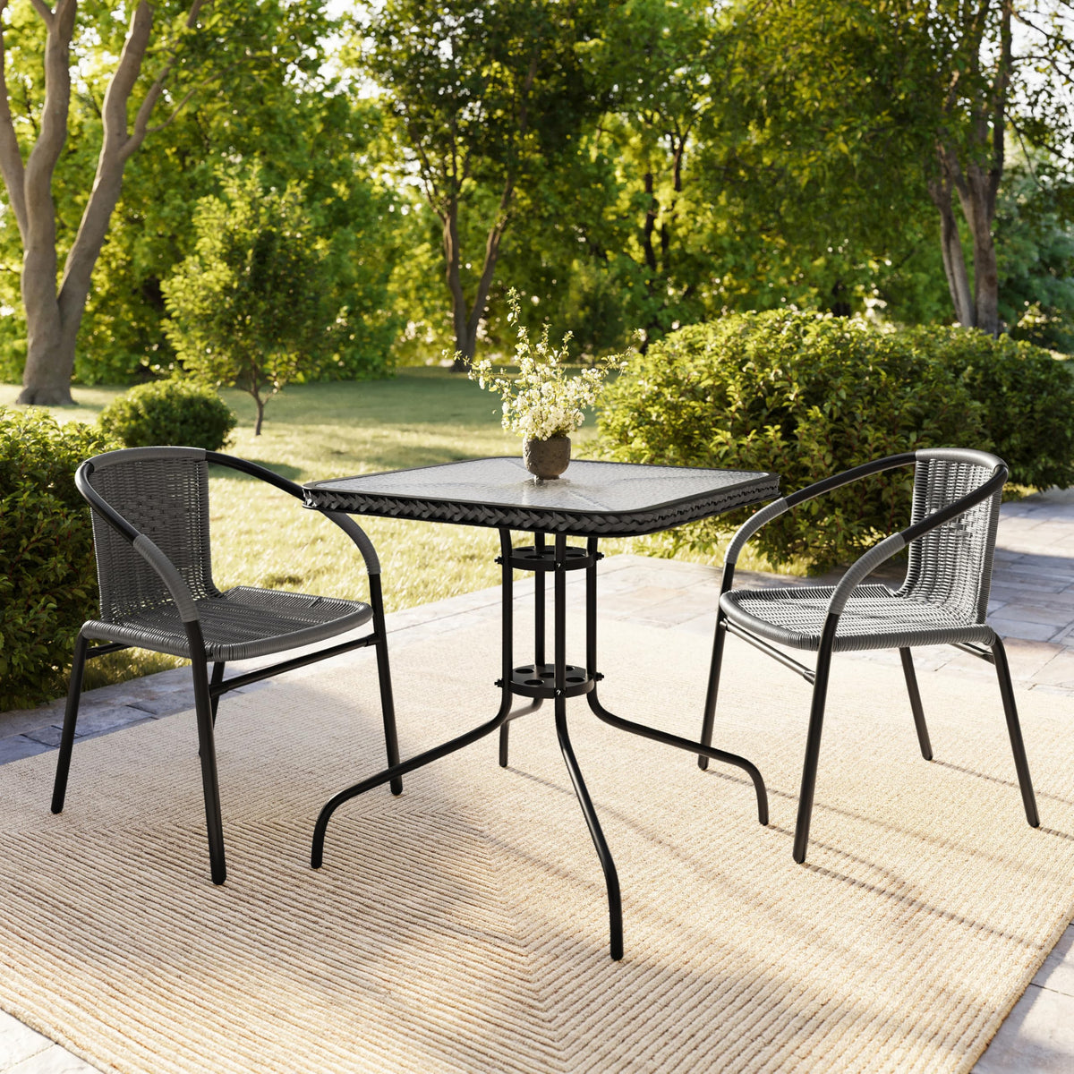Flash Furniture Grey / Set of 1 / Contemporary Patio Dining Chairs