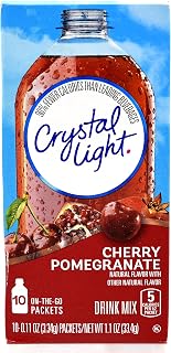 Crystal Light On-The-Go Drink Mix Packets, Sugar Free Powdered Water Enhancer, Naturally Flavored Low Calorie Beverage Mix, Cherry Pomegranate, 0.11 Ounce Packets, 10 Count (Pack of 9)