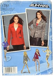 Simplicity Project Runway Pattern 1781 Misses Jacket in 2 Lengths with Front and Collar Variations Sizes 6-8-10-12-14