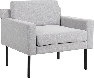 Boss Office Products Linen Upholstered Lounge Chair with Steel Legs in Grey