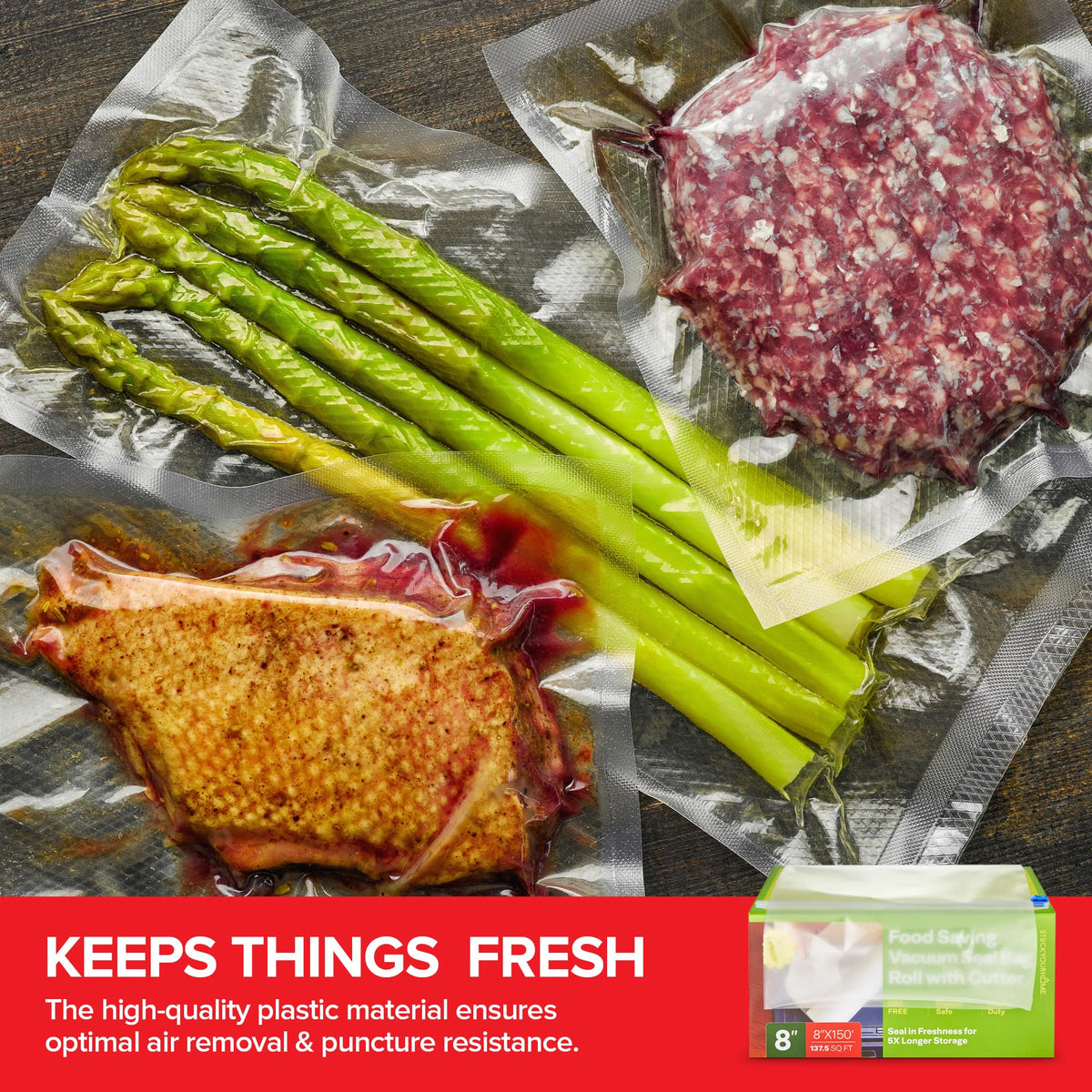 Stock Your Home 8 x 150 Inch / 1 Food Storage Bags