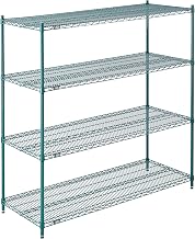 Nexel Poly-Green Antimicrobial Adjustable Wire Shelving Unit, 4 Tier, Heavy Duty Commerical Storage Organizer Wire Rack, 24" x 60" x 63", Green