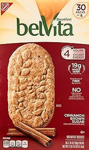 Belvita Brown Sugar Biscuits 1.76 oz 30 -Count Pack, cinnamon, 52.8 Ounce, (Pack of 4)