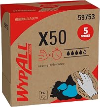 Wypall GeneralClean X50 Cleaning Cloths, 5 x 132 Towels, White (59753)