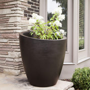 Modesto 30" Round Weatherproof Modern Plastic Planter in Espresso by Mayne – 30 Inch, 22 gallons, Polyethylene (PE), Espresso, Model 8884