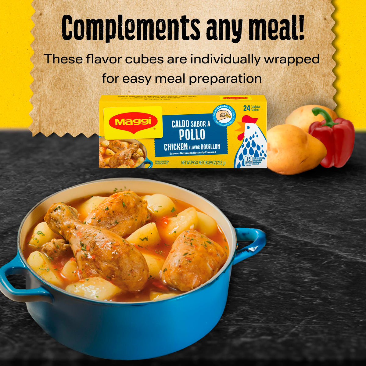 Chicken Flavor Bouillon Tablets by Maggi – 1 Count (Pack of 24), Pack of 24