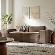 Modway Restore Performance Fabric Upholstered 2-Piece Modular Loveseat in Mocha - Low Profile Sectional Sofa with Coil Seat Support, and French Piping