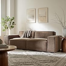 Modway Restore Performance Fabric Upholstered 2-Piece Modular Loveseat in Mocha - Low Profile Sectional Sofa with Coil Seat Support, and French Piping
