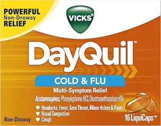 Vicks Dayquil Cold & Flu Multi-Symptom Relief 16 Liquicaps, 16 Count (Pack of 24)