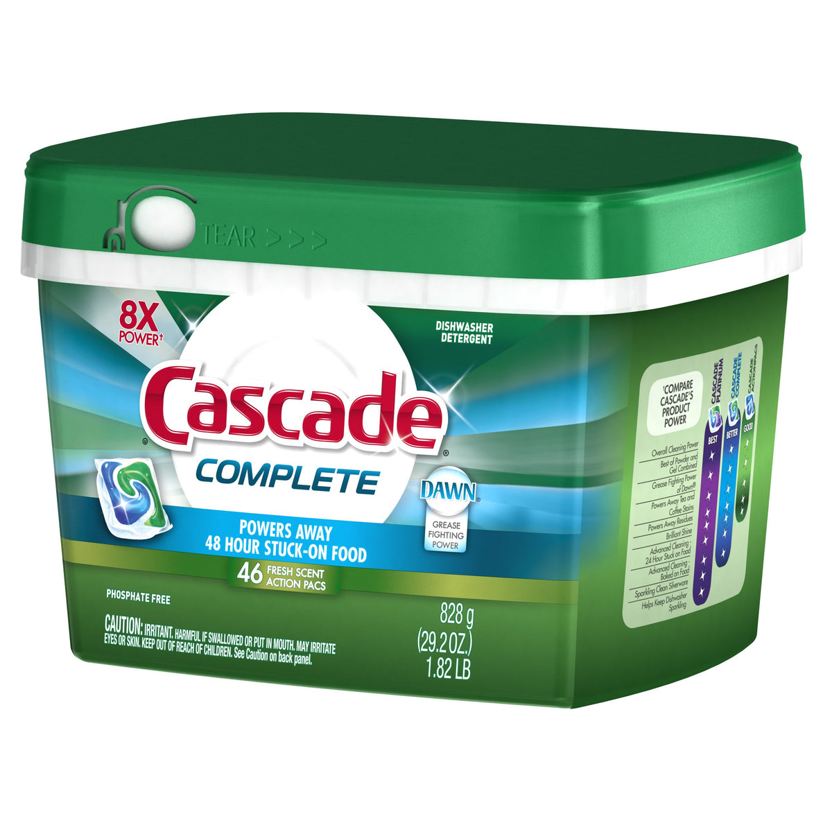 Complete ActionPacs Dishwasher Detergent Fresh Scent 46 Count by Cascade – Commercial Grade
