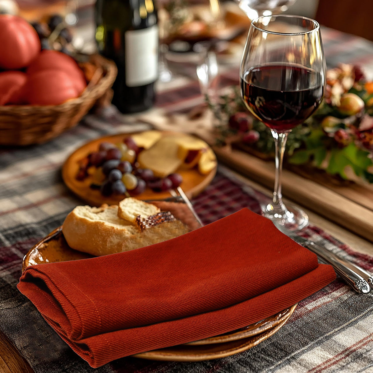 Cotton Craft Cloth Napkins, 17 x 17 Inch, Terracotta Set of 12