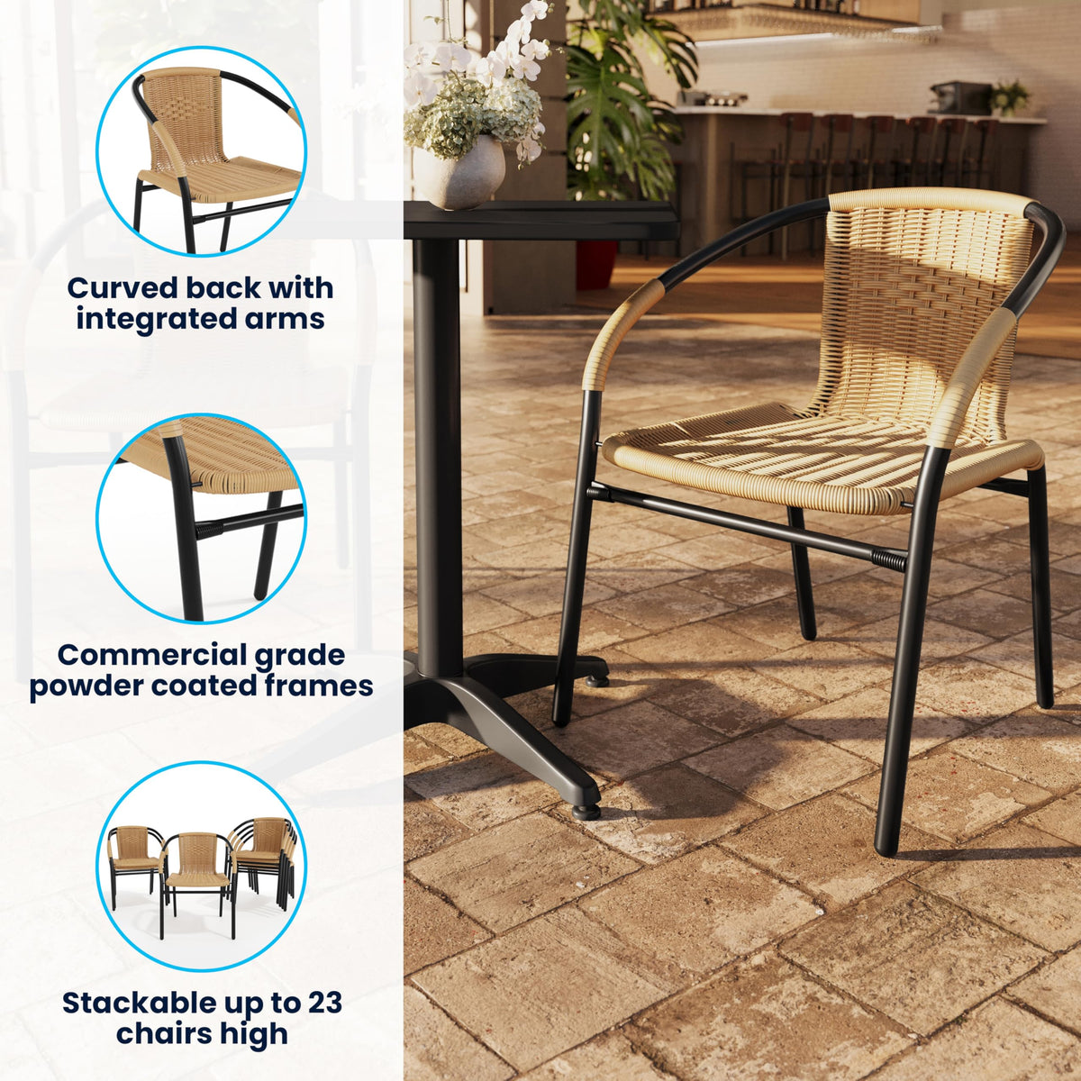 Flash Furniture Beige / Set of 2 / Modern Patio Dining Chairs