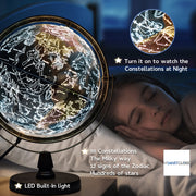 with Interactive APP & LED Illuminated Constellations at Night by SJSMARTGLOBE – Original, Wood, Blue, Model SJE-260-GASW2