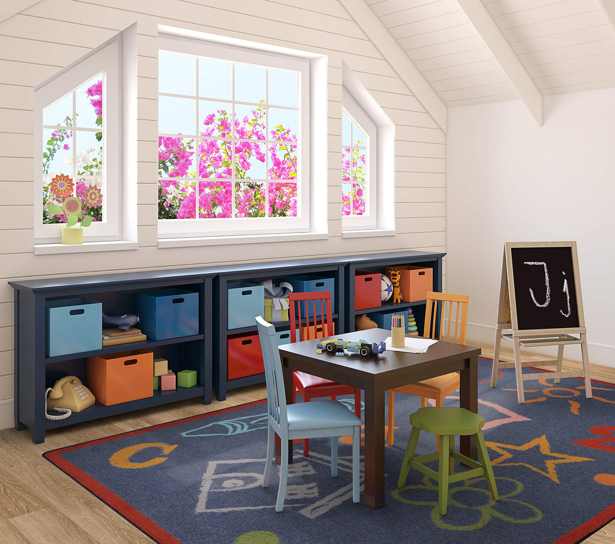 Playful Patterns Kid's Art Area Rug by Joy Carpets – 10'9" x 13'2" (Rectangular), Nylon, Chalkdust, Model 1736G-02