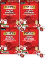 Twinings English Breakfast Tea Single Serve K-Cup Pods for Keurig, Naturally Caffeinated, Smooth, Flavorful, Robust Black Tea, 96 Count