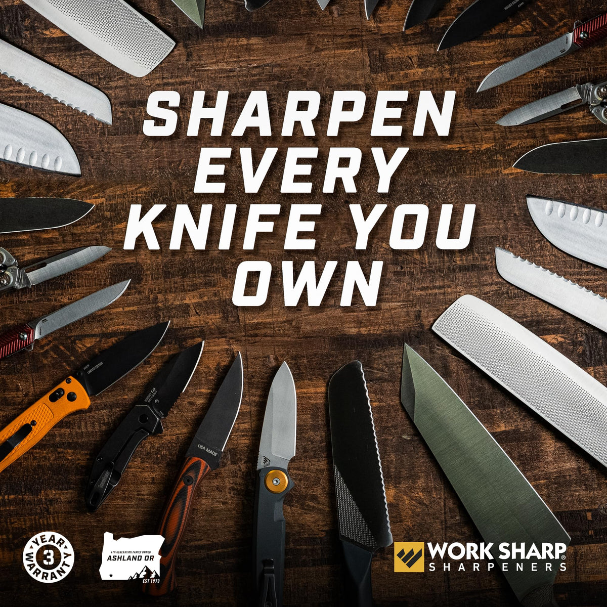Guided Field Sharpener by WORK SHARP – One Size, Diamond and Ceramic Sharpener, Black, Model WSGFS221