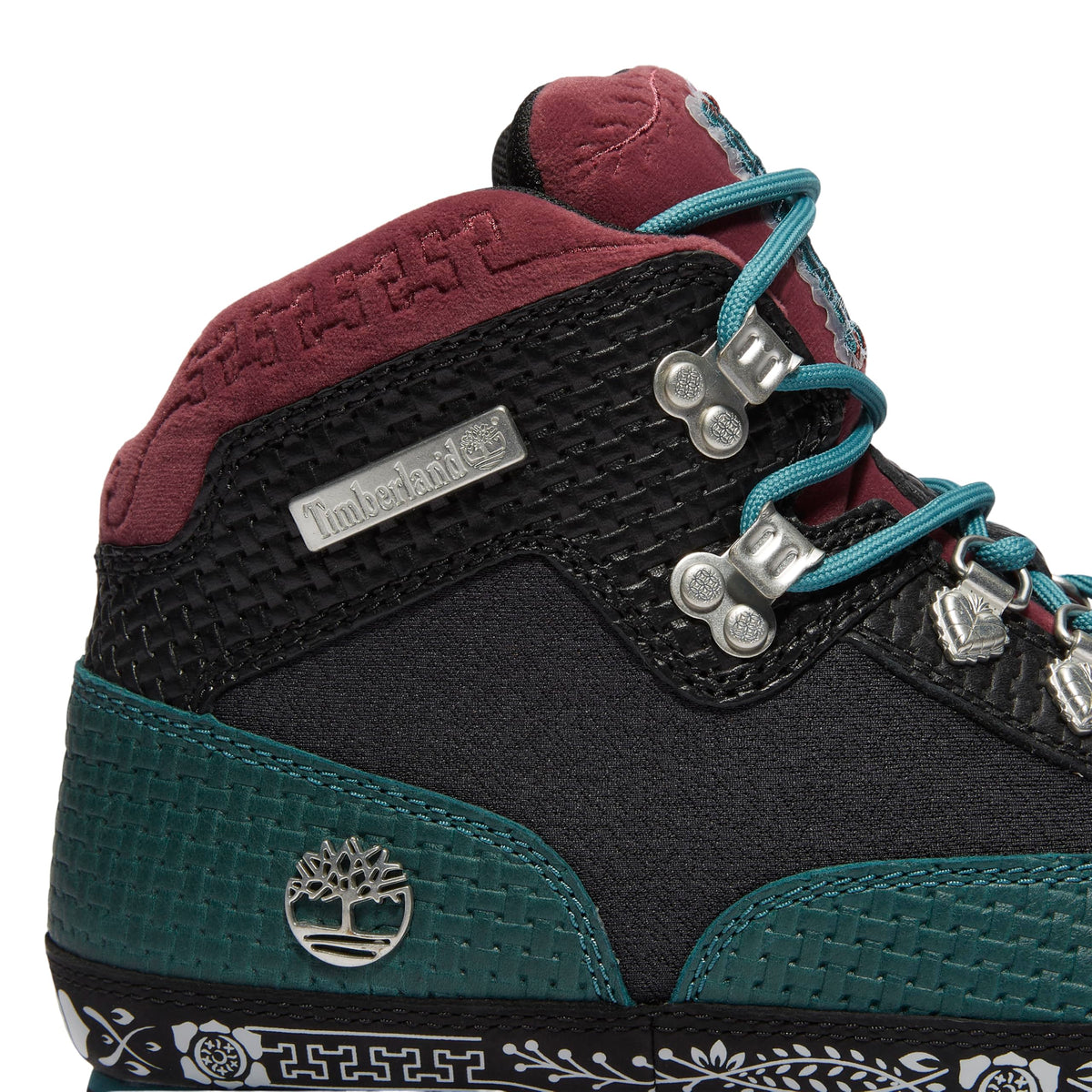 Men's Euro Hiker MID LACE UP BOOT by Timberland – 10.5 Wide, Leather, ReBOTL fabric, Teal Full Grain