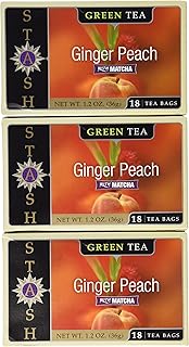 Stash Premium Ginger Peach Green Tea, Tea Bags, 18-Count Boxes (Pack of 6)
