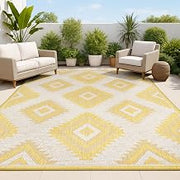 JONATHAN Y Moroccan Diamond Indoor Outdoor Area Rug 4X6 Yellow/Cream, Lior Geometric for Backyard, Patio, Porch, Easy-Cleaning, High Traffic, Pet-Friendly, Non-Shedding (TSN202C-4)