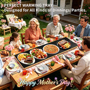 Wanish Warming Tray, Extra Long 40 x 12 Inch Tempered Glass, Black