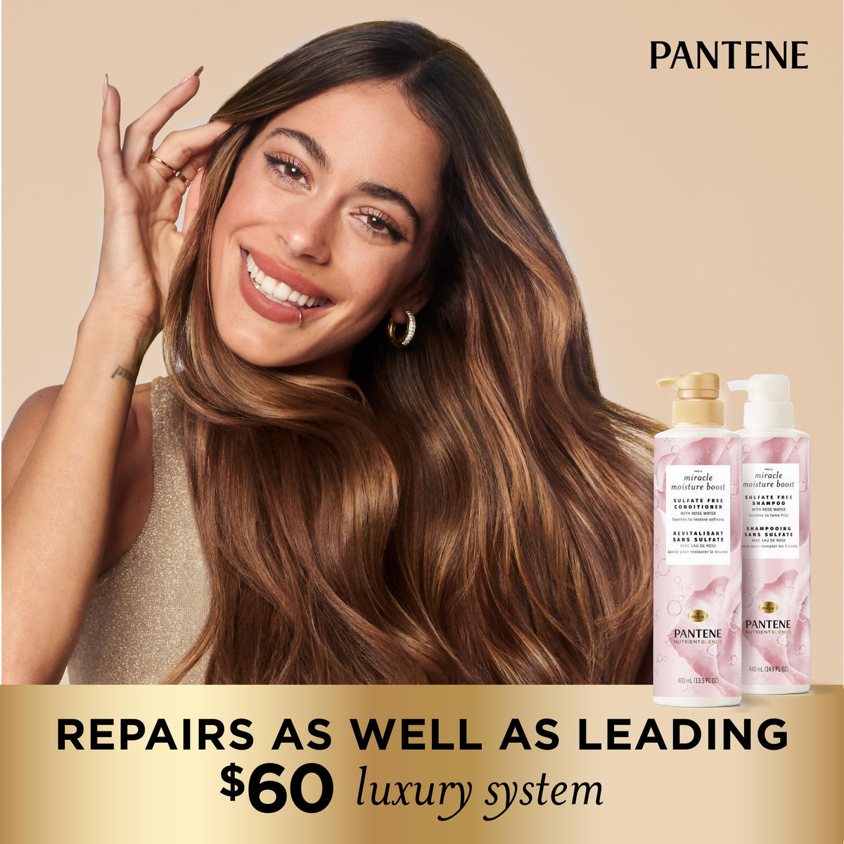 Nutrient Blends Sulfate Free Miracle Moisture Boost with Rose Water Shampoo by Pantene – 14.9 Fl Oz (Pack of 1)