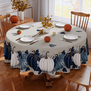 Siilues Round Tablecloth, 70x70 Inch Polyester, Blue