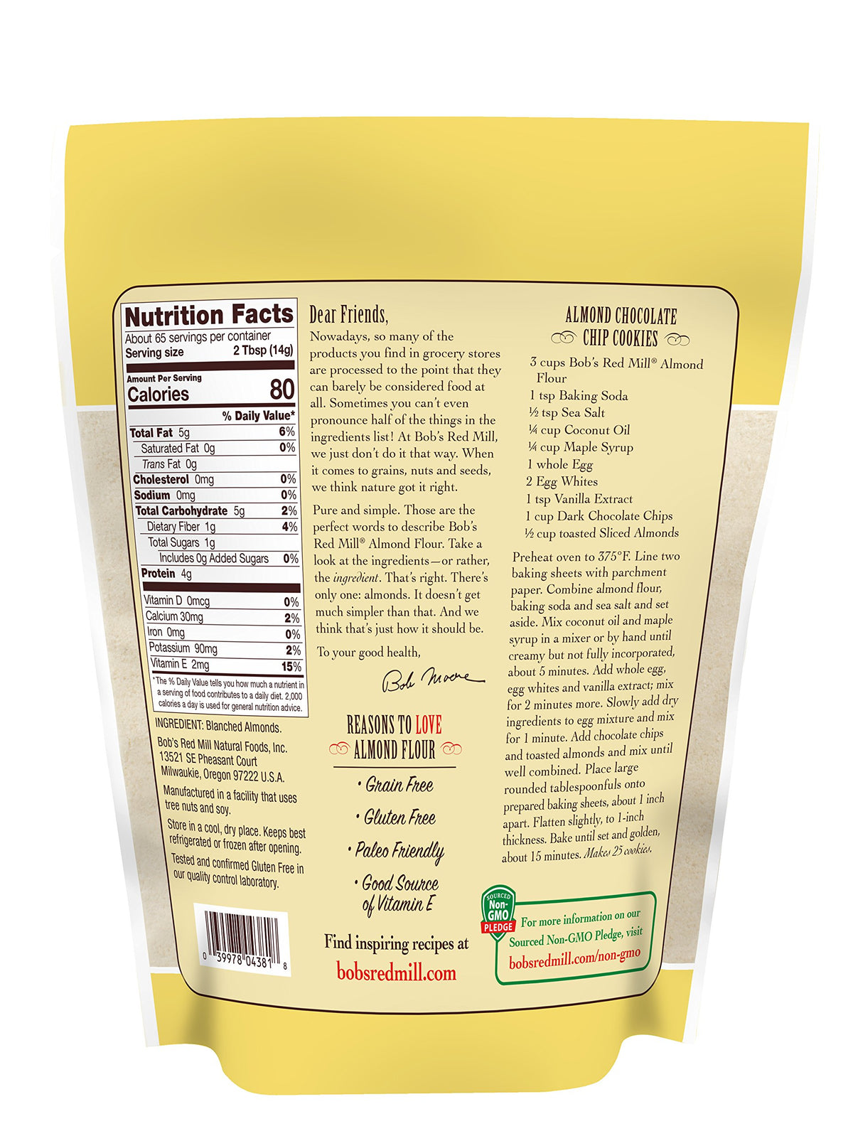 Bob's Red Mill 32 Ounce (Pack of 4) / Resealable / 1 Almond