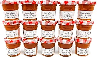 Bonne Maman Apricot Preserve Mini Jars - 1 oz x 60 pcs - Kosher | Gourmet Jam for Party Favors and Sampling, Pairs with Tea, Scones or Toast.
