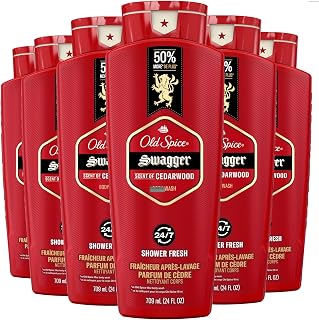 Old Spice Refreshing Body Wash for Men, 3X Defense, 24/7 Shower Fresh with Long Lasting Scent, Red Collection, Swagger with Cedarwood Scent, 24 oz (Pack of 6)