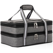 Stack Store Plus More Insulated Casserole Carrier, Double Decker Expandable, Gray