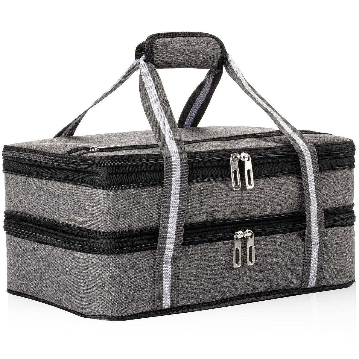 Stack Store Plus More Insulated Casserole Carrier, Double Decker Expandable, Gray