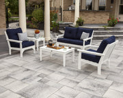 ® Vineyard 5-Piece Deep Seating Set in White/Spa by Polywood – High Density Polyethylene, White / Spa, Model PWS332-2-WH5413