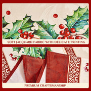 Softalker Christmas Jacquard Tablecloth, 70 Inch Round, Holly