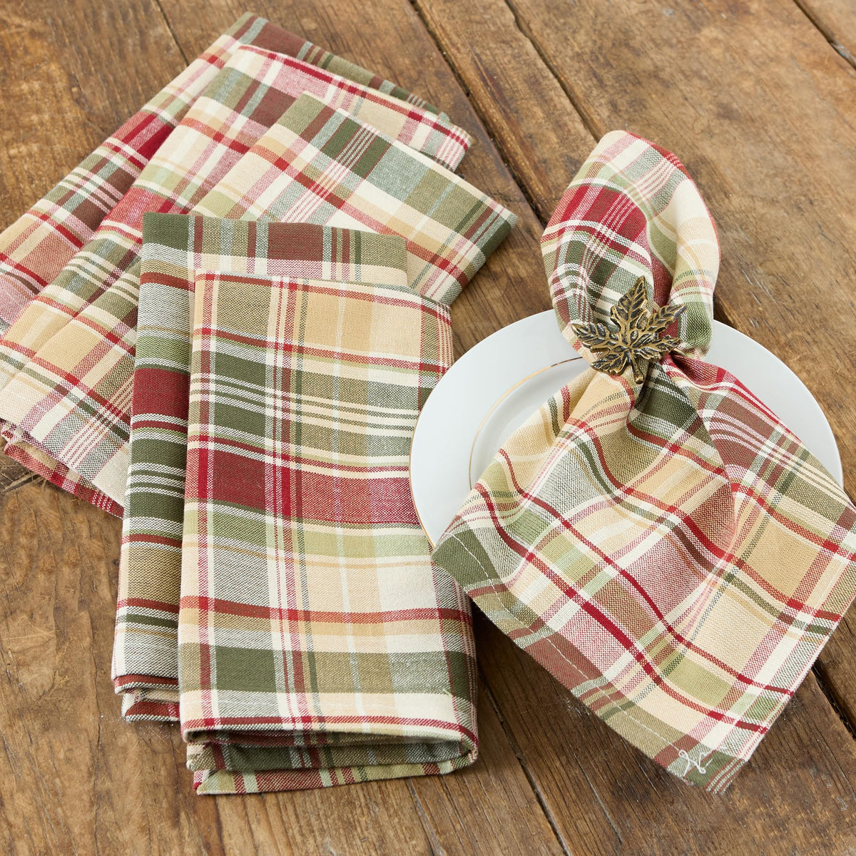 DII Give Thanks Plaid Napkins, 20x20 Inch Square, Set of 6