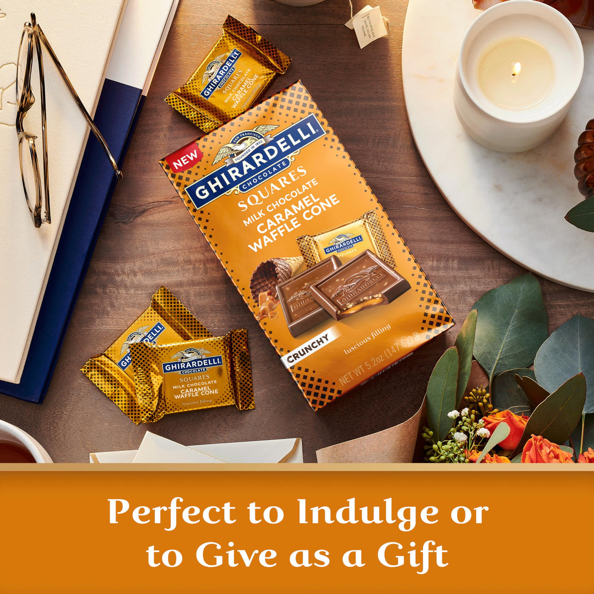 Milk Chocolate Caramel Waffle Cone Squares by Ghirardelli – Big