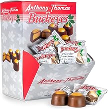 Anthony-Thomas, Peanut Butter & Milk Chocolate Buckeyes in Ohio State Buckeyes Box, Deliciously Delightful Snacks (60 Count)