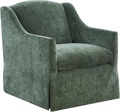 Ludlow Ivy Green Polyester Fabric Skirted Swivel Accent Chair