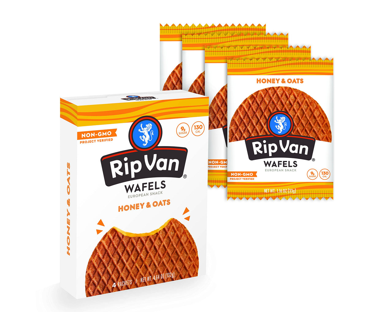 Rip Van Wafels Honey and Oats / 4 Count (Pack of 1) / Golden Brown Wafers