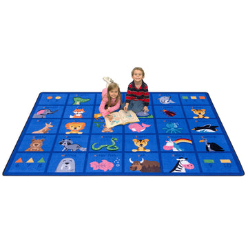 Friendly Phonics Animals 7'8" x 10'9" Area Rug in Color Multi by Joy Carpets – 7'8" x 10'9" (Rectangular), Nylon, Multi Color, Model 2060D