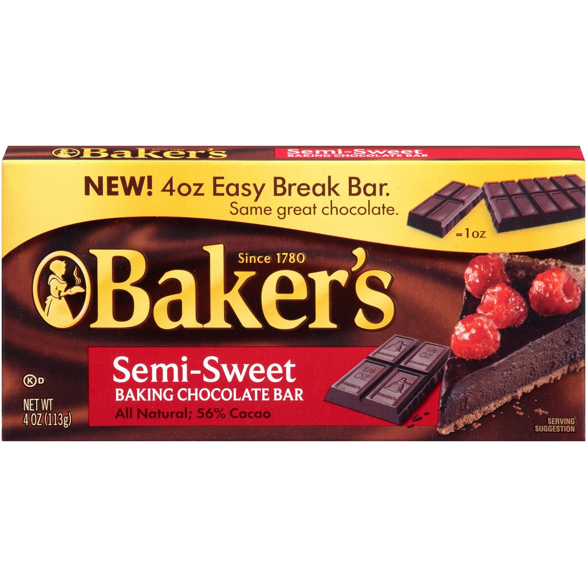 Bakers Semi Sweet Baking Chocolate Bar by Baker's – 4.0 Ounce (Pack of 12), Pack of 12