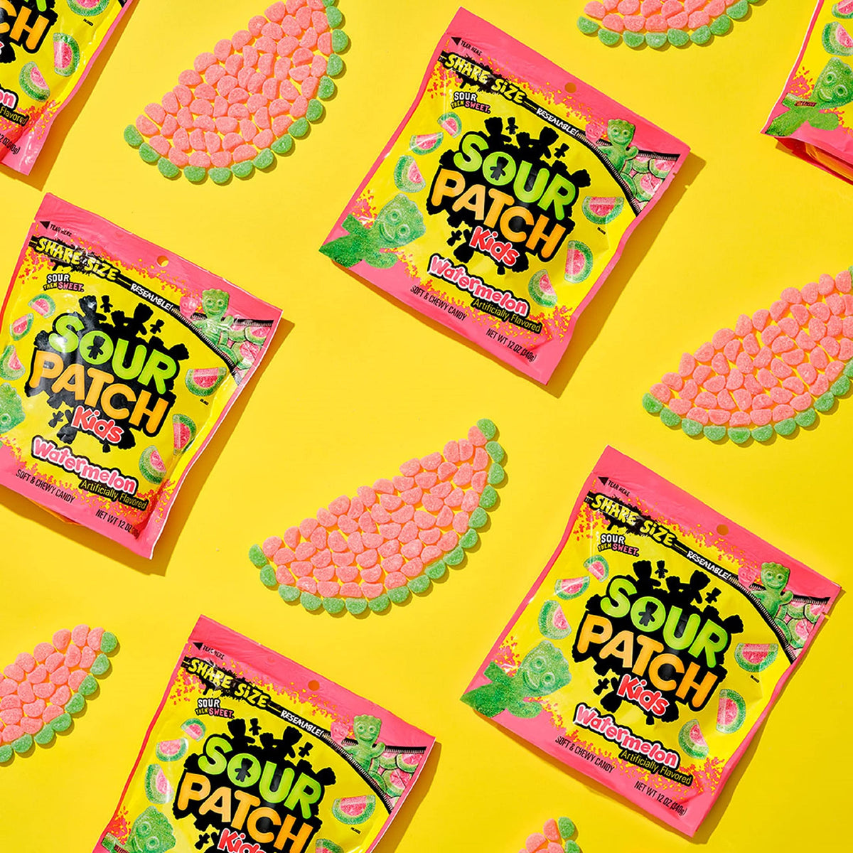 Watermelon Soft & Chewy Candy by Sour Patch Kids – 12 Ounce (Pack of 12), Green,Pink, Pack of 12