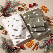 Peryiter Christmas Towel Set, Pine Tree Pattern, Green, 6 Pieces